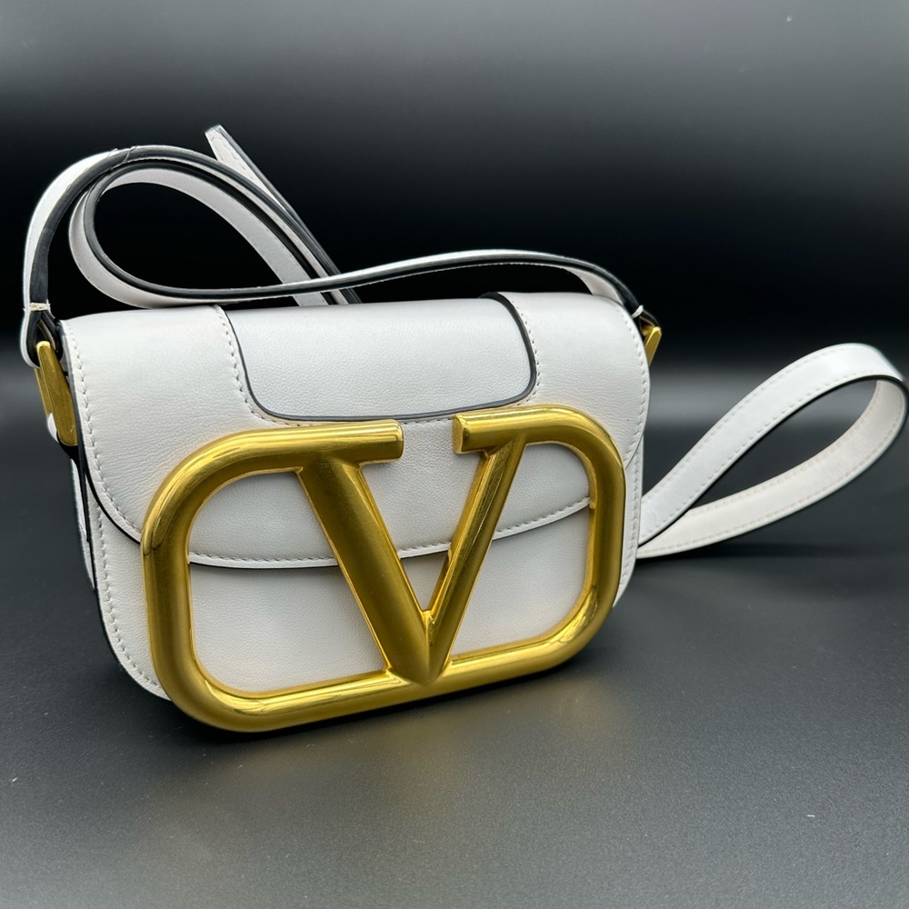 Valentino Garavani Calfskin Small Supervee Crossbody White
